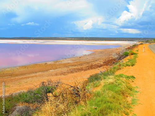 pink lake near kalbarri  western australia