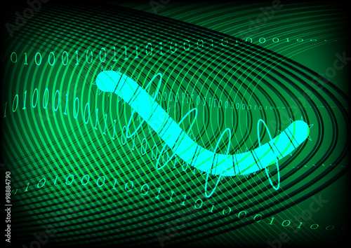 Worm Traffic Technology Green Background Vector Illustration