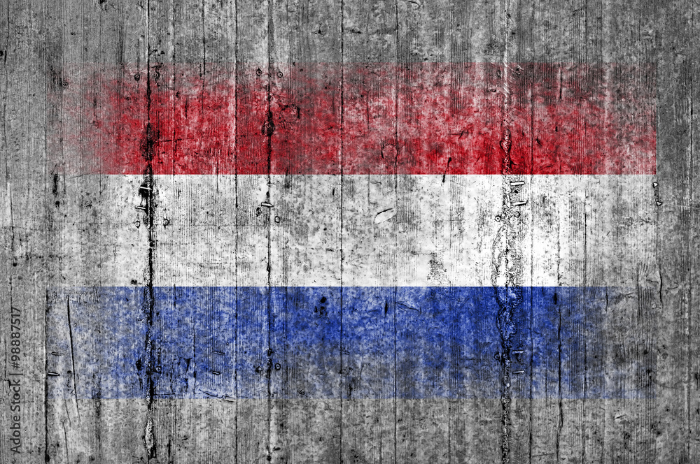 Netherland flag painted on background texture gray concrete Netherland flag painted on background texture gray concrete