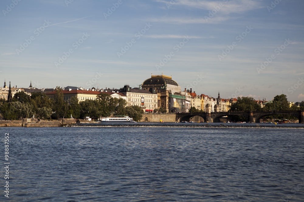 Vltava river in Prague. Vltava is the longest river within the Czech Republic. 