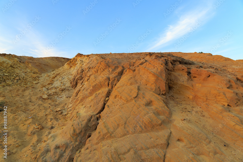 Colored sands in Big Crater (Ha Makhtesh Gadol) in Israel