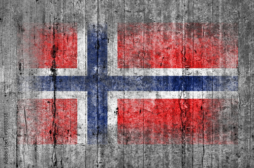Norway flag painted on background texture gray concrete