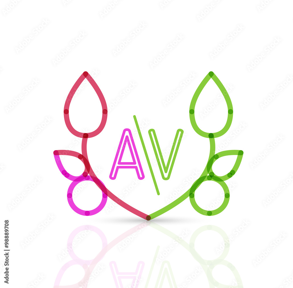Abstract geometric linear hipster floral icon, frame design, flat style