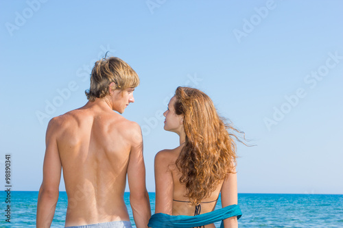 Couple on the beach at tropical resort