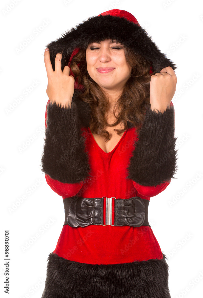 Beautiful young woman dressed with Christmas costume Beautiful young woman dressed with Christmas costume