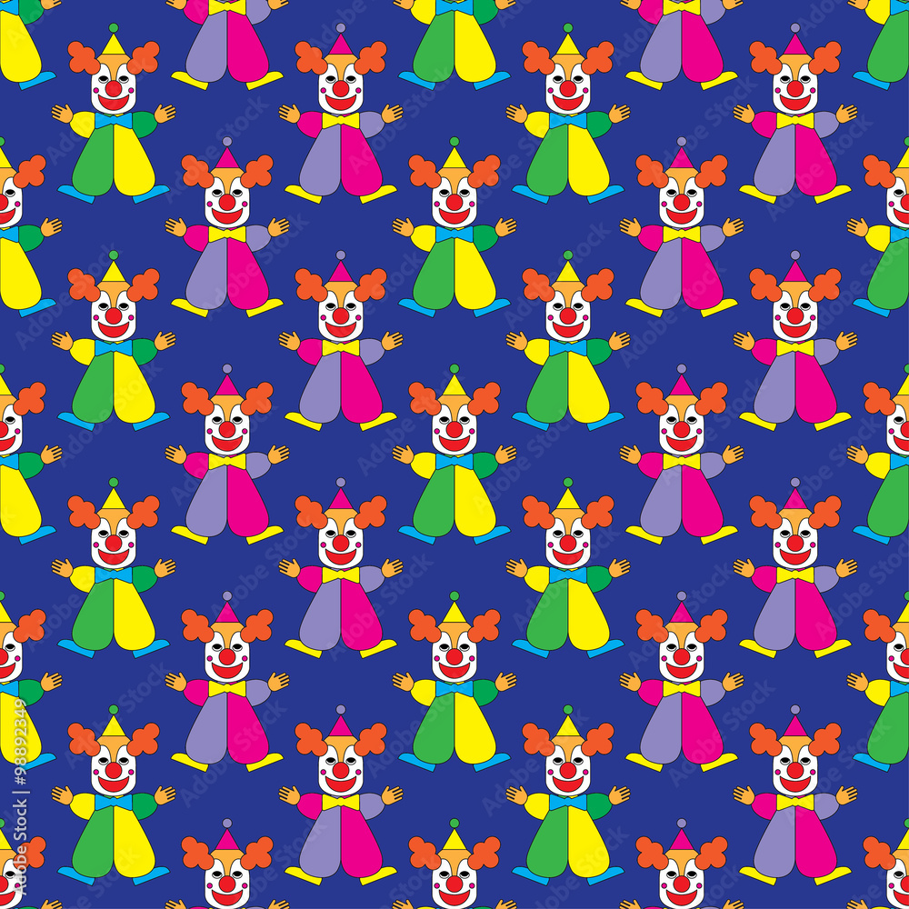Seamless vector decorative background with clowns