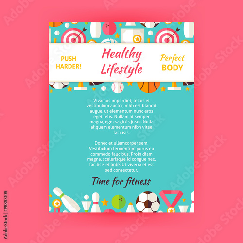 Healthy Lifestyle Sport Invitation Vector Template Flyer