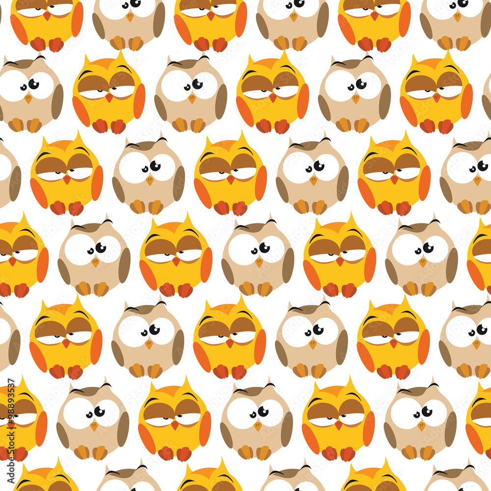 Pattern with cartoon owls Pattern with cartoon owls
