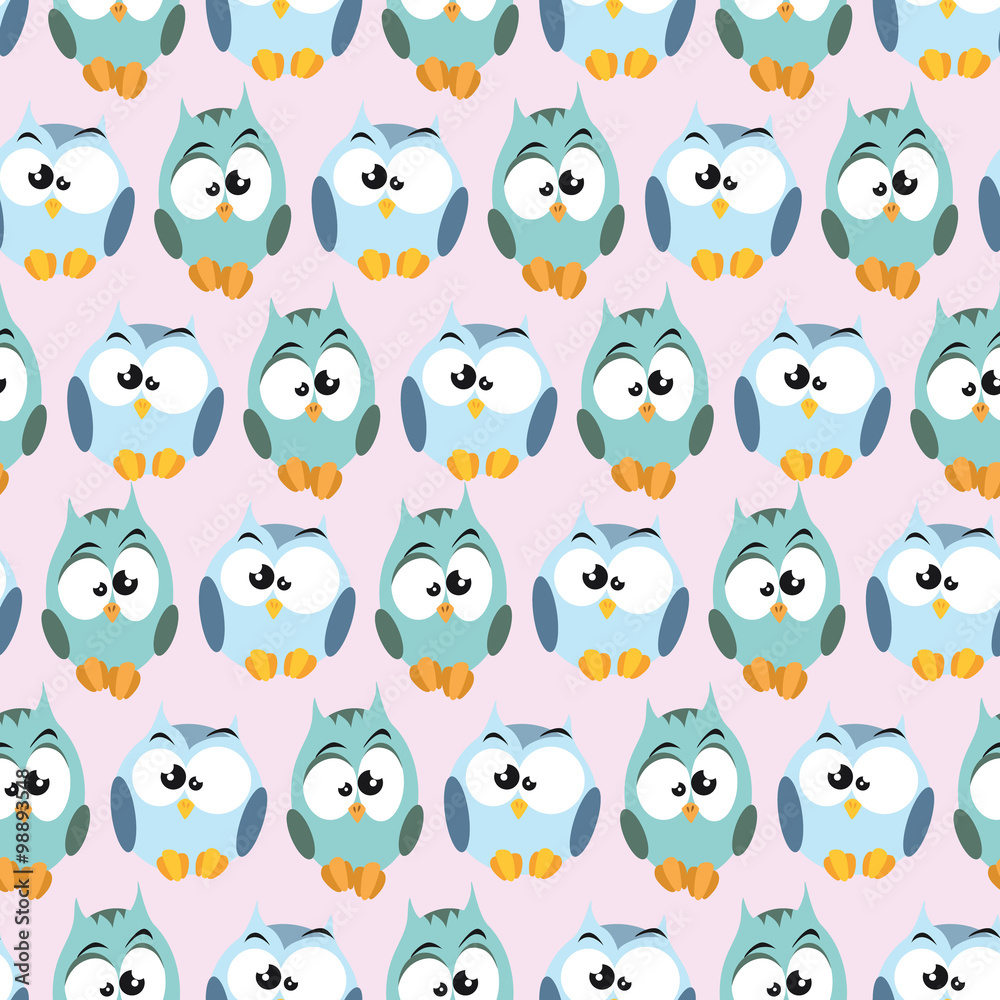 Pattern with cartoon owls