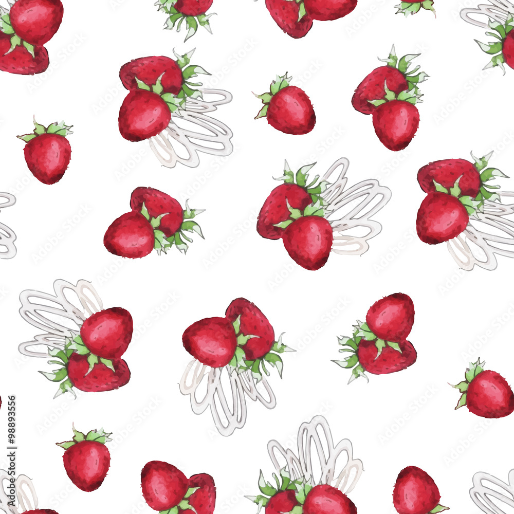 Watercolor Seamless pattern with strawberry Watercolor Seamless pattern with strawberry
