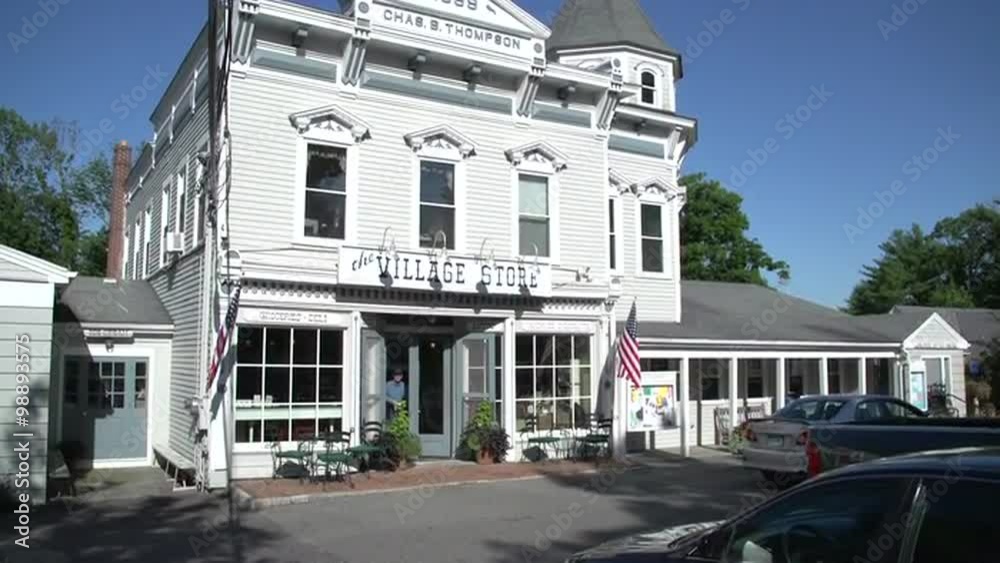 An old fashioned general store in a quaint New England town.
