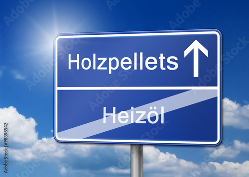 Holzpellets statt Heizöl Schild photo