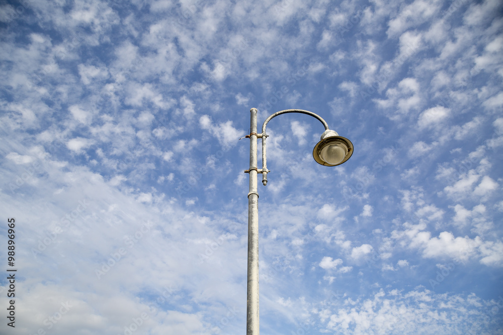 Single Street Lamp in a Blue Sky Single Street Lamp in a Blue Sky