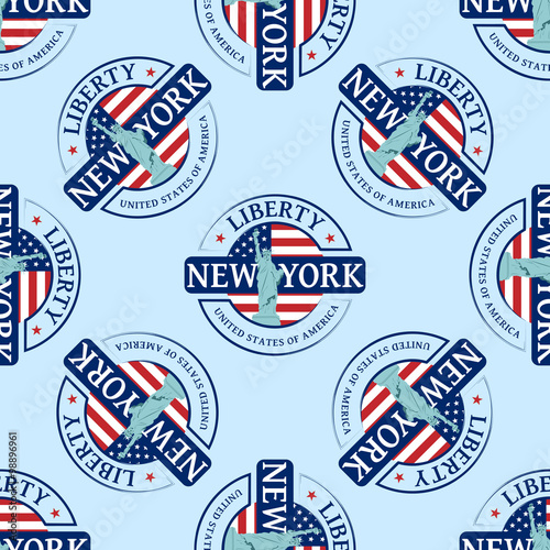 Stamp with the Statue of Liberty and New York