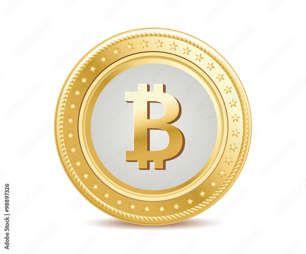 golden isolated bitcoin coin front view golden isolated bitcoin coin front view