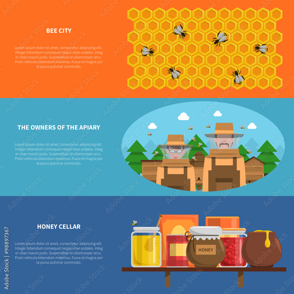 Fototapeta premium Honey Banners Set