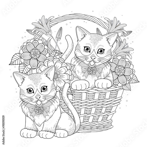 adorable kitty coloring page