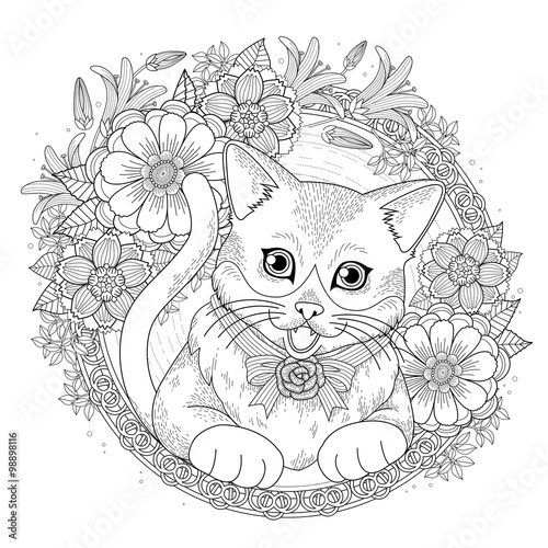 adorable kitty coloring page