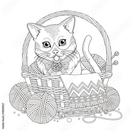 adorable kitty coloring page