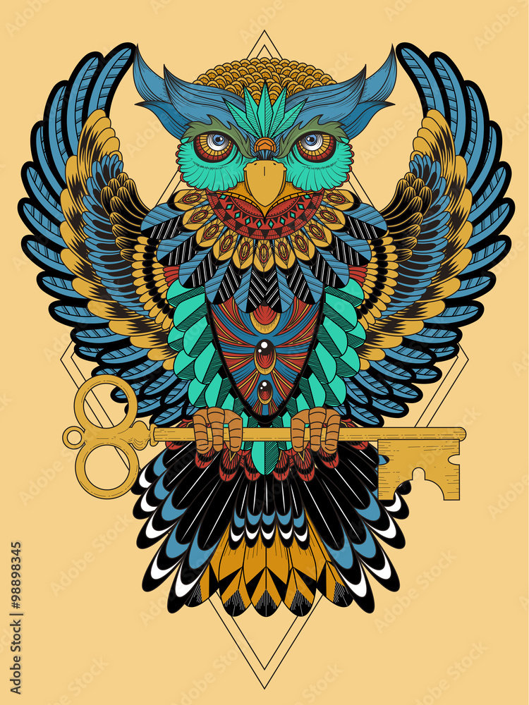 Fototapeta premium mysterious owl coloring page