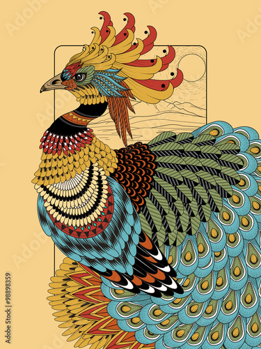 sumptuous peacock coloring page
