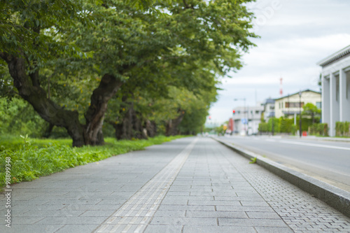 Photo Bicycle lane and footpath in Japan