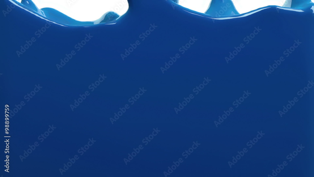 blue paint fills up screen, isolated on white FULL HD with alpha channel