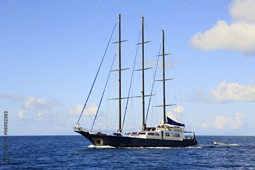 Large sailing yacht in the Indian Ocean.