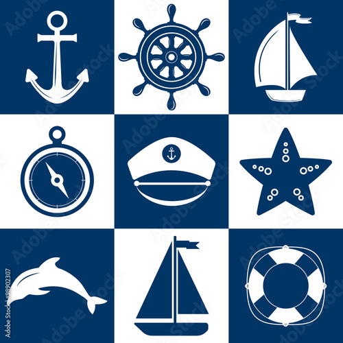 Marine symbol. Nautical design elements.