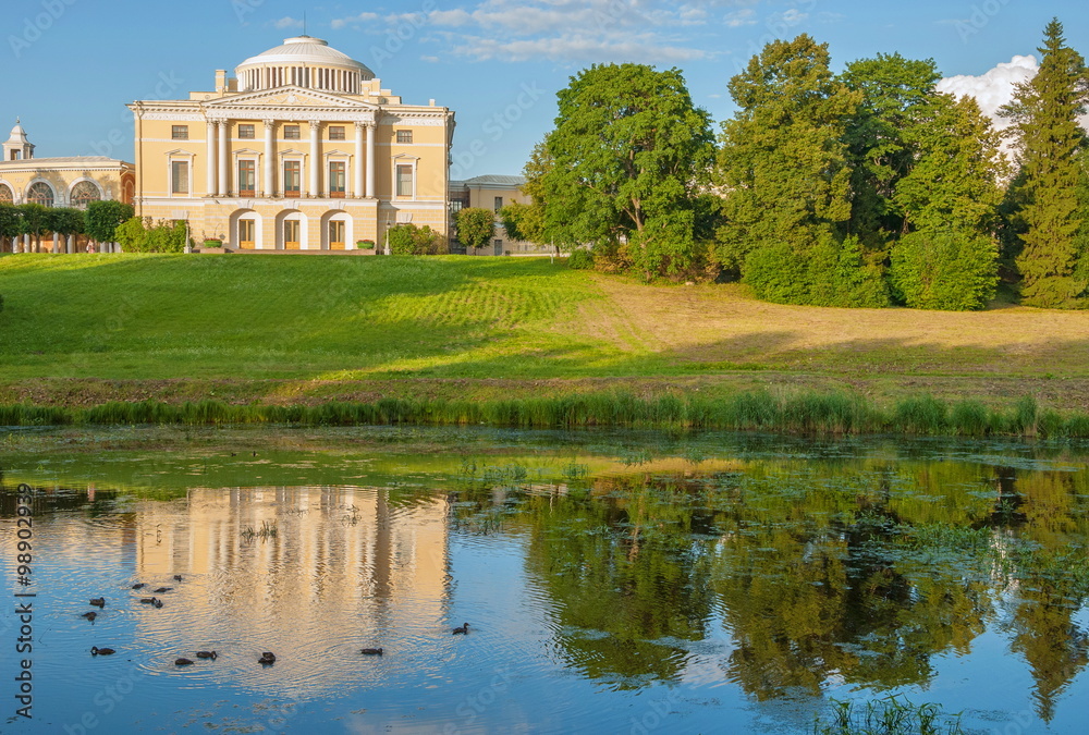 Summer landscape with the Pavlovsk Park and the river in St. Petersburg Summer landscape with the Pavlovsk Park and the river in St. Petersburg