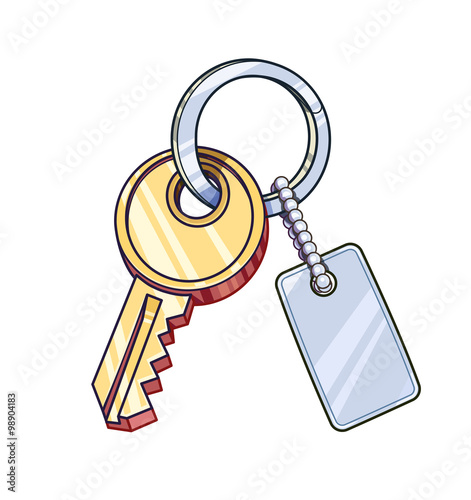 Key with keychain. Eps10 vector illustration. Isolated on