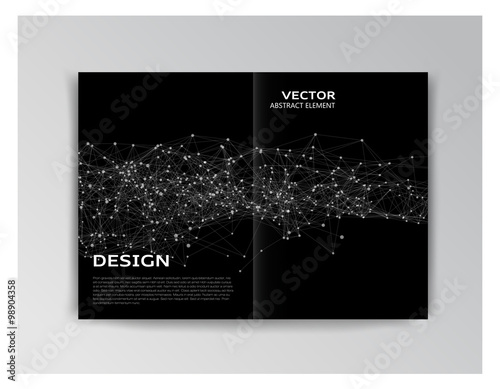 Black template of brochure with abstract elements