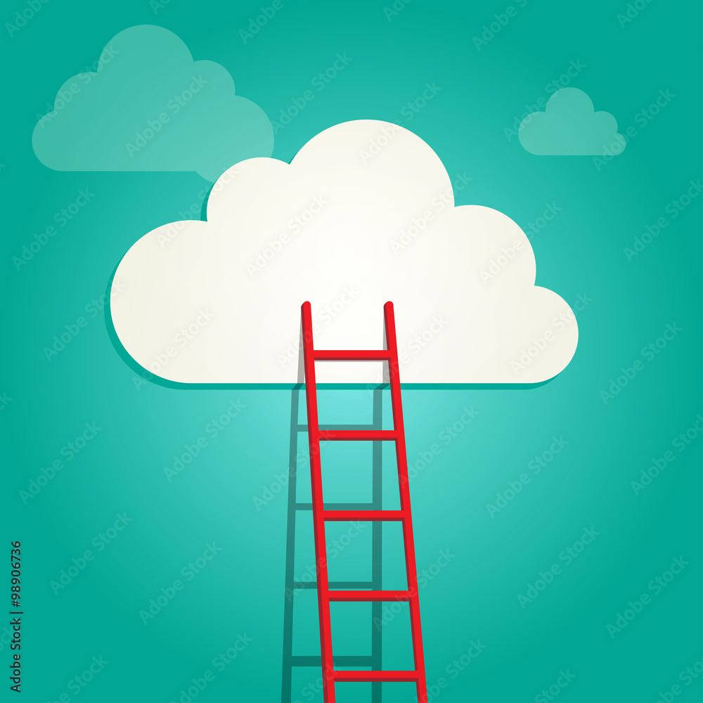 Ladder on the clouds concept set Ladder on the clouds concept set