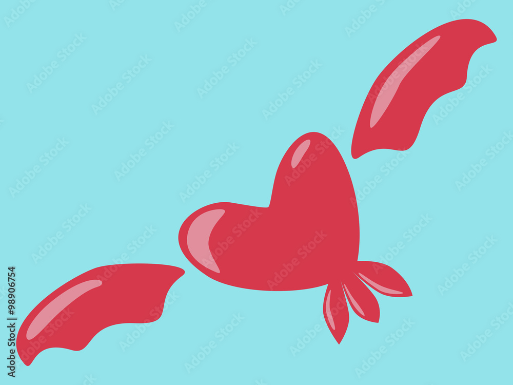 Fototapeta premium Flying heart with wings