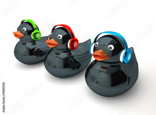 tThree Ducks listening to music photo