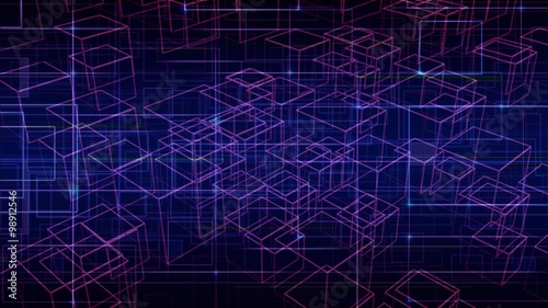 Fototapeta Naklejka Na Ścianę i Meble -  Vector tech abstract background with futuristic lines and transparent cubes. Techno design of future, minimalism