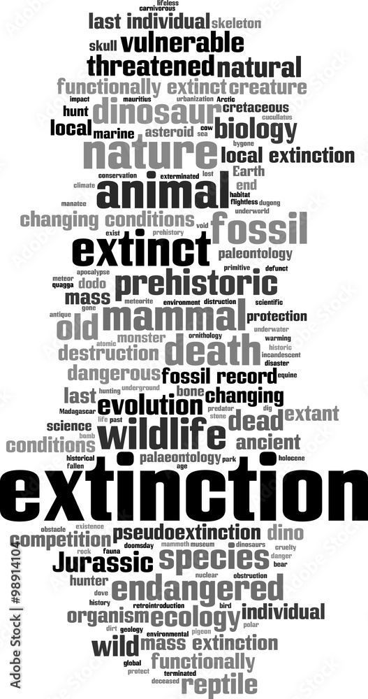 Extinction word cloud concept. Vector illustration