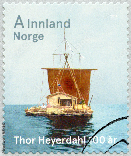 NORWAY - 2014: shows raft Kon-Tiki, devoted Thor Heyerdahl  photo