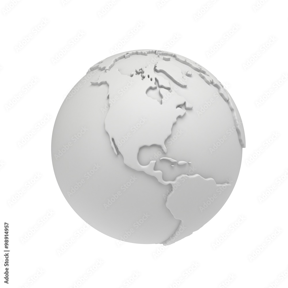 Earth planet globe. 3D render. America view.