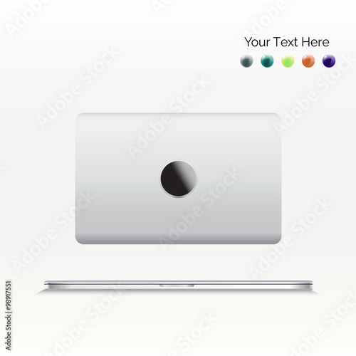 Set of 2 silver thin aluminum laptop. Top view