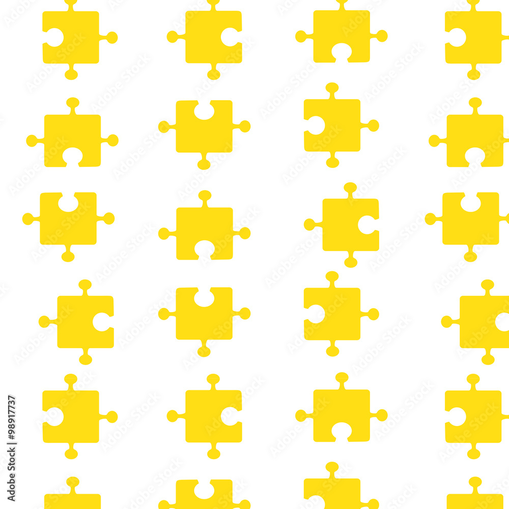 Seamless pattern of bright yellow pazzle parts. Vector