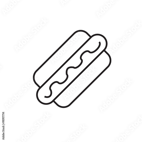 Hot dog line icon. Fast food concept illustration. Line style