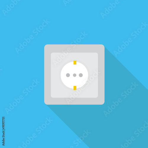 Socket vector icon in flat style with long shadow.