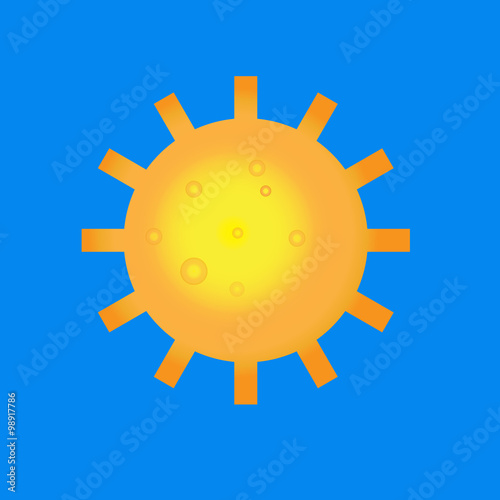 Sun logo icon with long shadow. Sun, summer, nature, sky