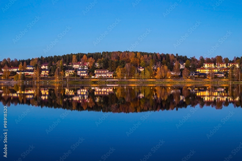 Almost perfect reflection next to a lake in Finland