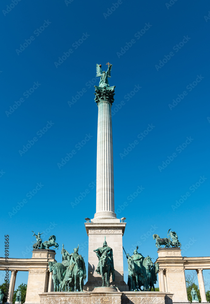 Conmemorative column in Heroes Square in Budapest