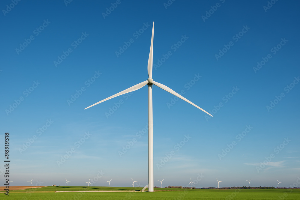 wind turbine with rotation effect on blue sky backround wind turbine with rotation effect on blue sky backround