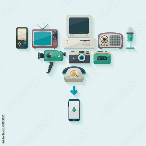 Scientific and technical progress. Flat design.