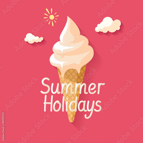 Melting ice cream. Flat design.