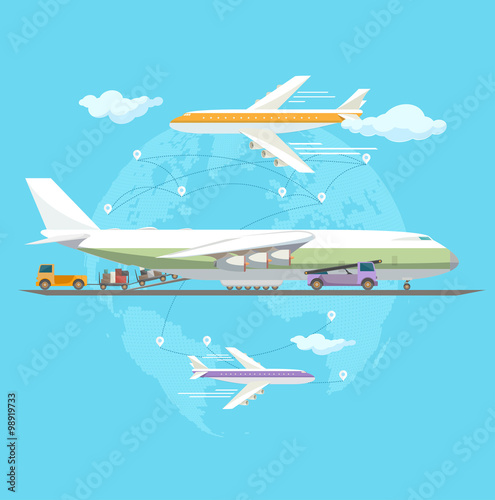 Air transportation. Flat design.